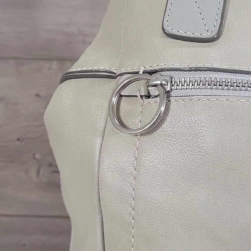 Large Banana Republic Gray Leather Tote Shoulder Bag